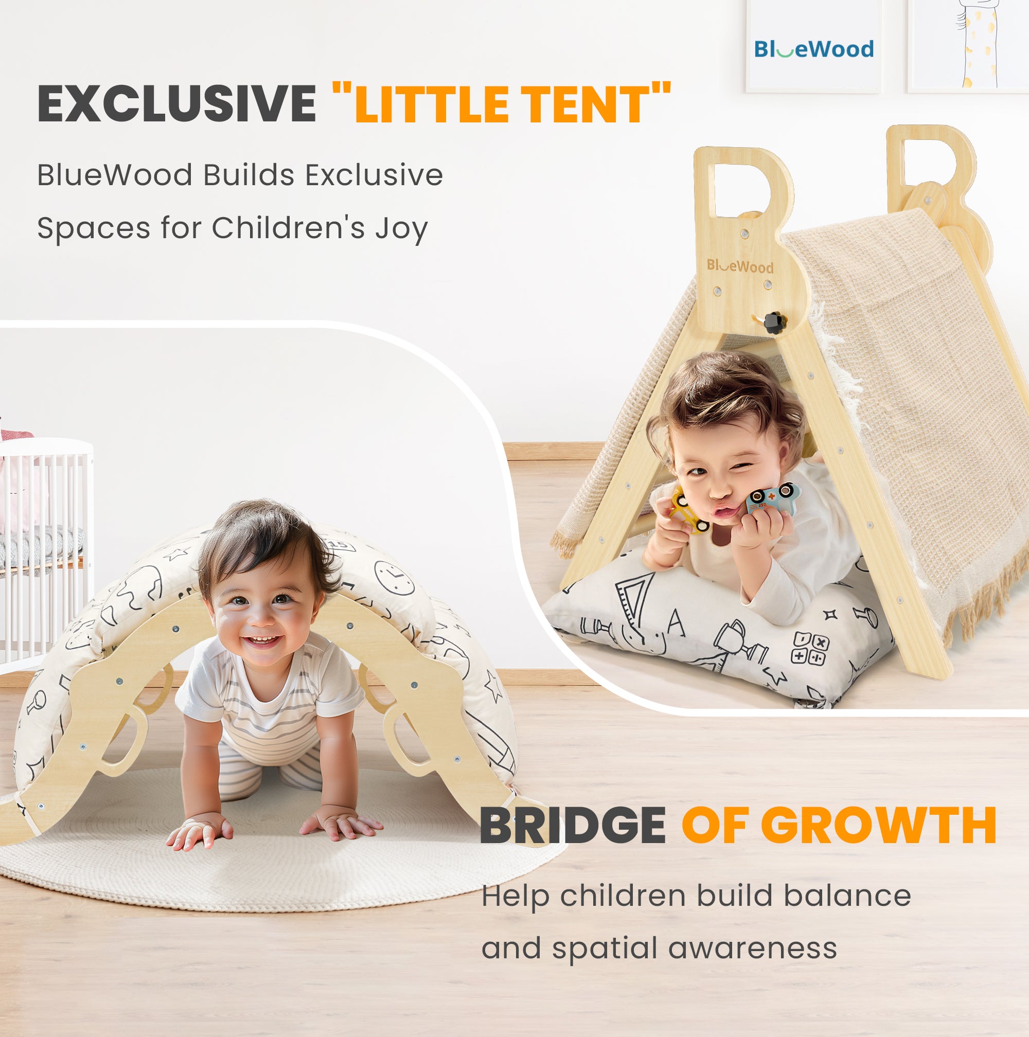 Totsicle- Juego triangular Pikler BlueWood® con cojín *Arcoíris